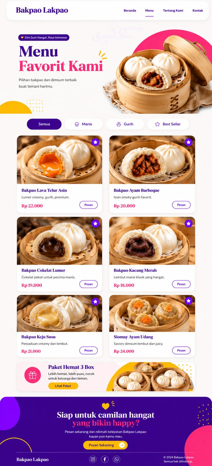 Bakpao Lakpao menu / product catalog